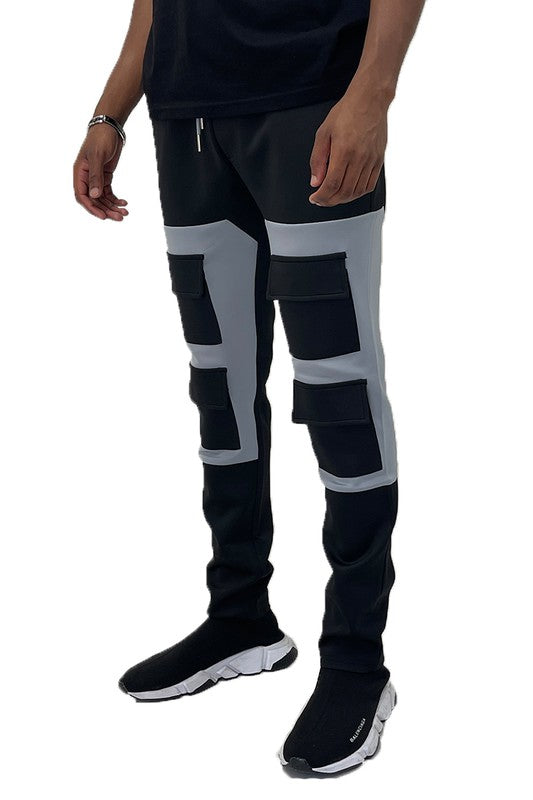 SQUARE BLOCK TRACK PANTS - GREY