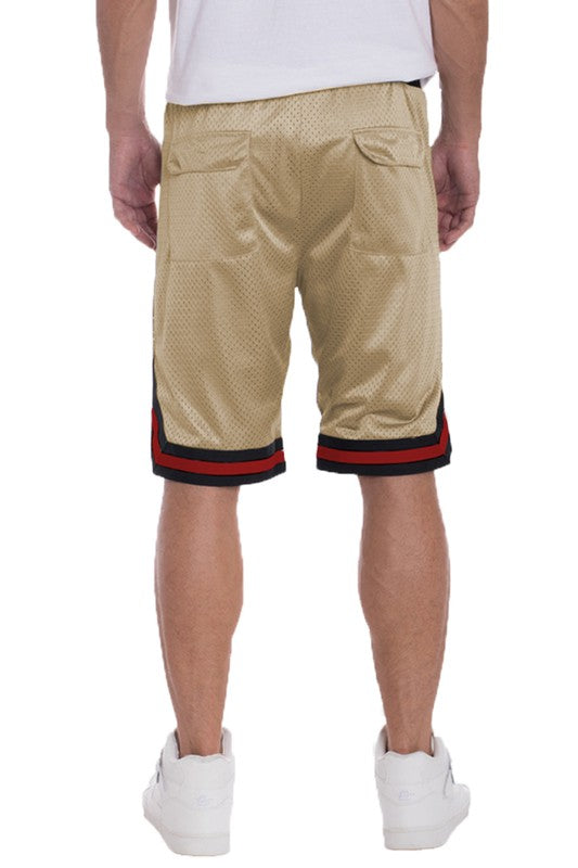 STRIPED BAND SOLID BASKETBALL SHORTS