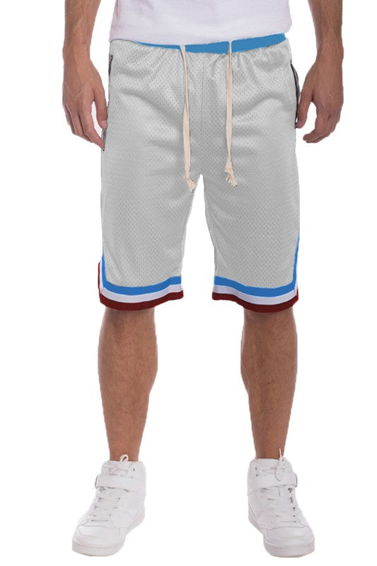 STRIPED BAND SOLID BASKETBALL SHORTS