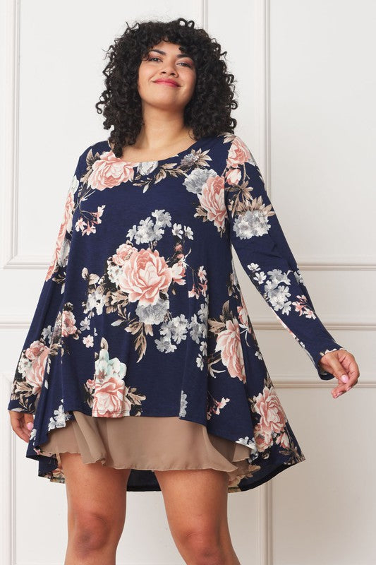 Floral Chiffon Layered Mini Dress