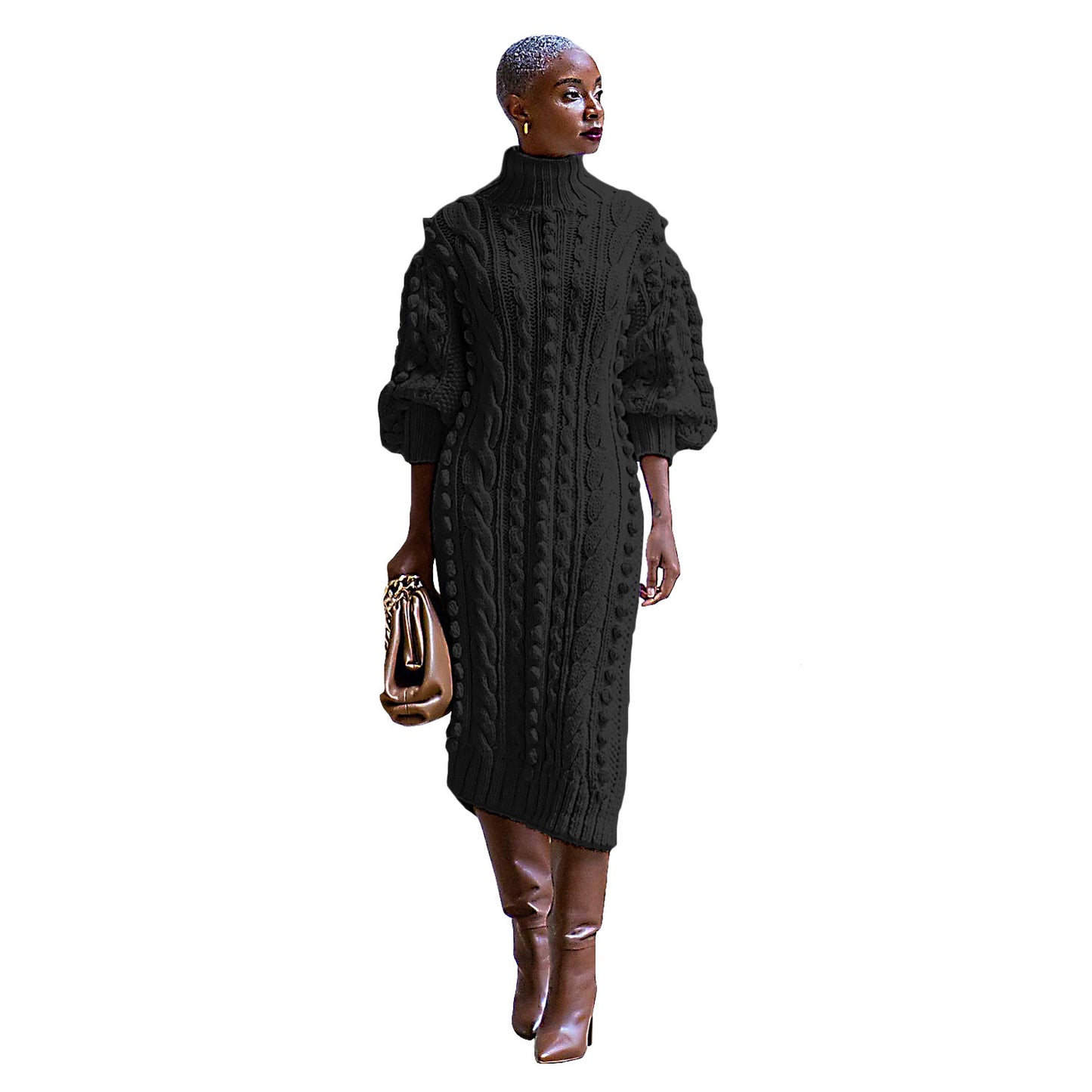 Knitted Long Sleeve Sweater Dress