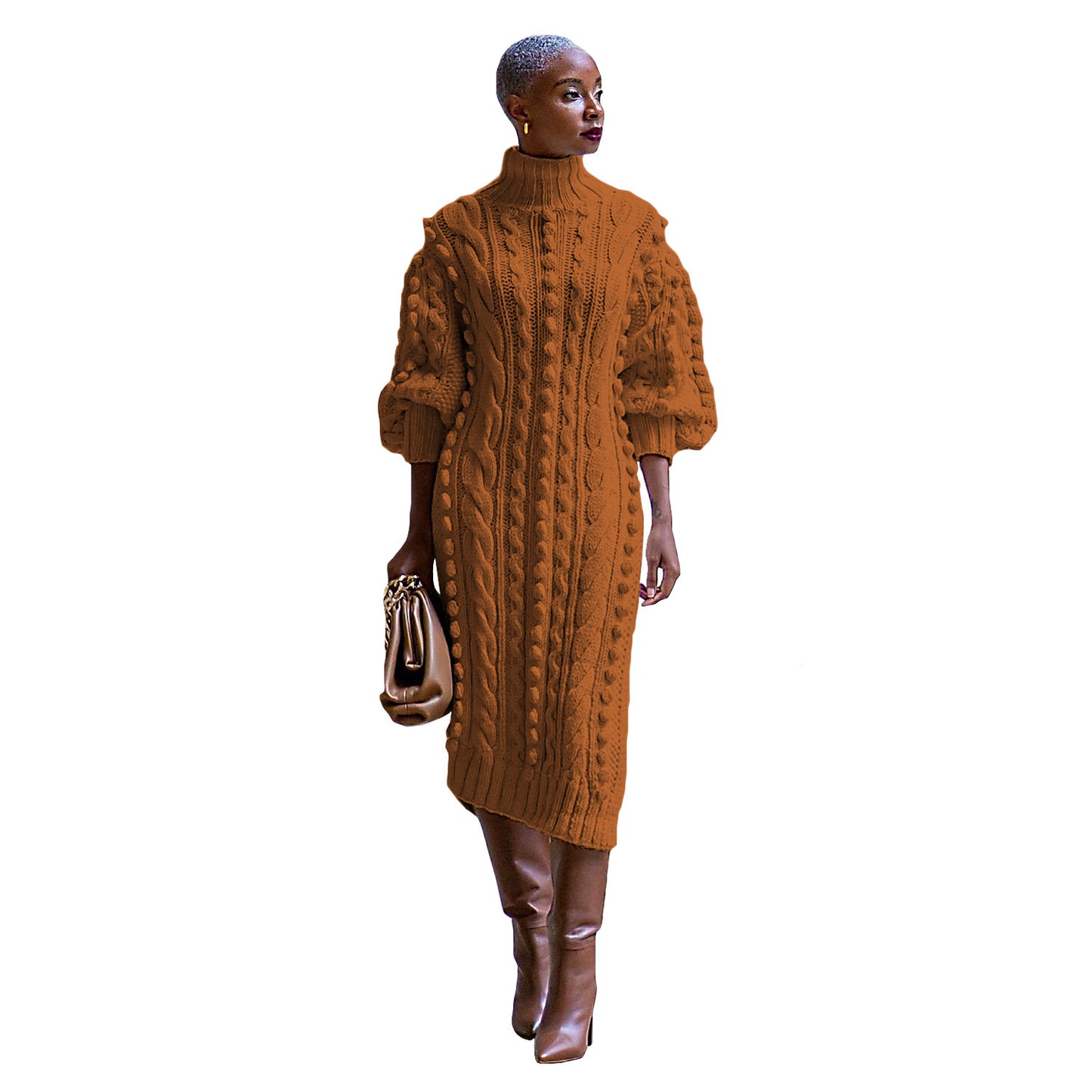 Knitted Long Sleeve Sweater Dress