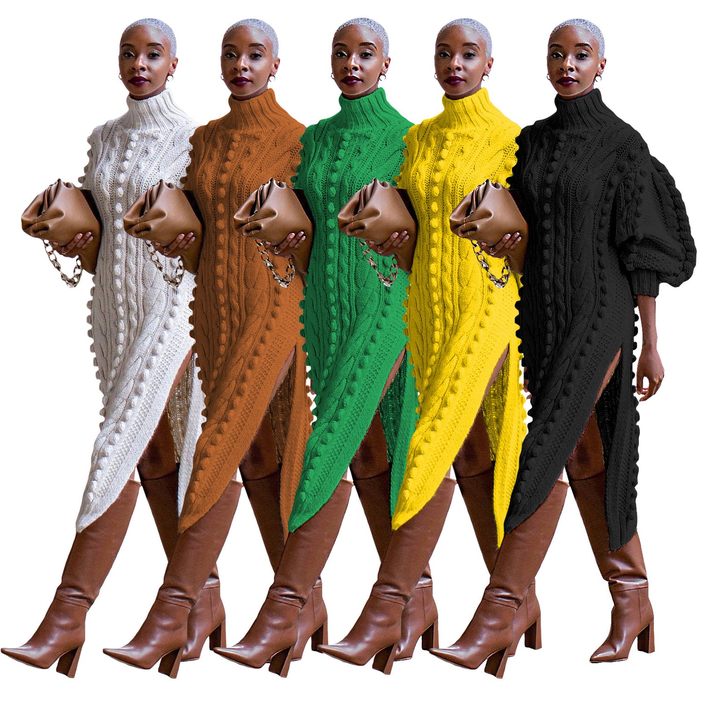 Knitted Long Sleeve Sweater Dress